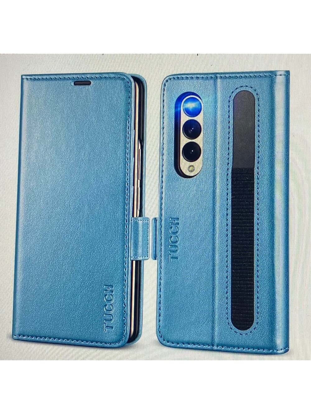 Tucch Wallet Case for Samsung Galaxy Z Fold 4 Shiny Blue